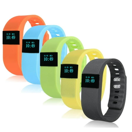 TW64 Smart Watch USB Bluetooth Pedometer Smart Wrist Watch Bracelet Waterproof for Android IOS, Blue/ Yellow/ Orange/ Black/