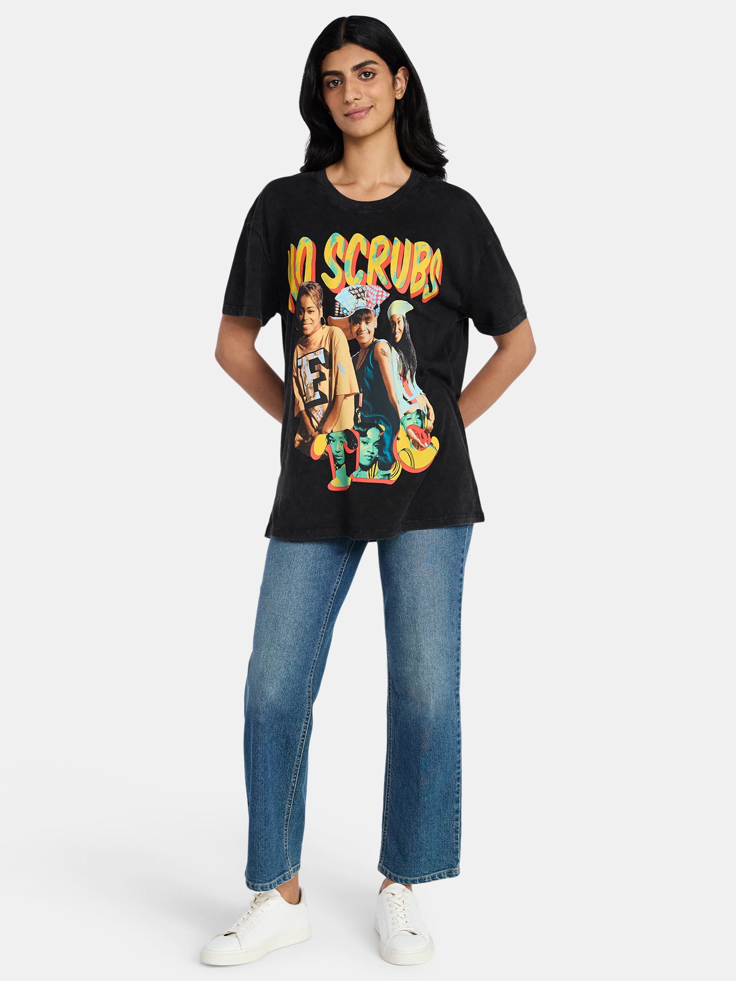 TLC Women's Front Back Graphic Band Tee with Short Sleeves, Sizes XXS-XXL