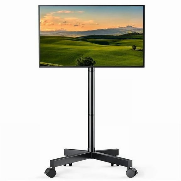 MountFTV Rolling TV Stand Mount for 23-60 inch,Mobile TV Stand Holds up to 88lbs with Height Adjustable,TV Cart with Locking Wheels Max 400x400mm Rolling TV Cart