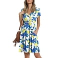 thumbnail image 4 of Qiopertar Mode Femmes Été Décontracté Col en V Imprimé Manches Courtes Robe Pliée Grandes Économies de Vacances! Moins de 5$ jusqu'à 90 % de Réduction, 4 of 8