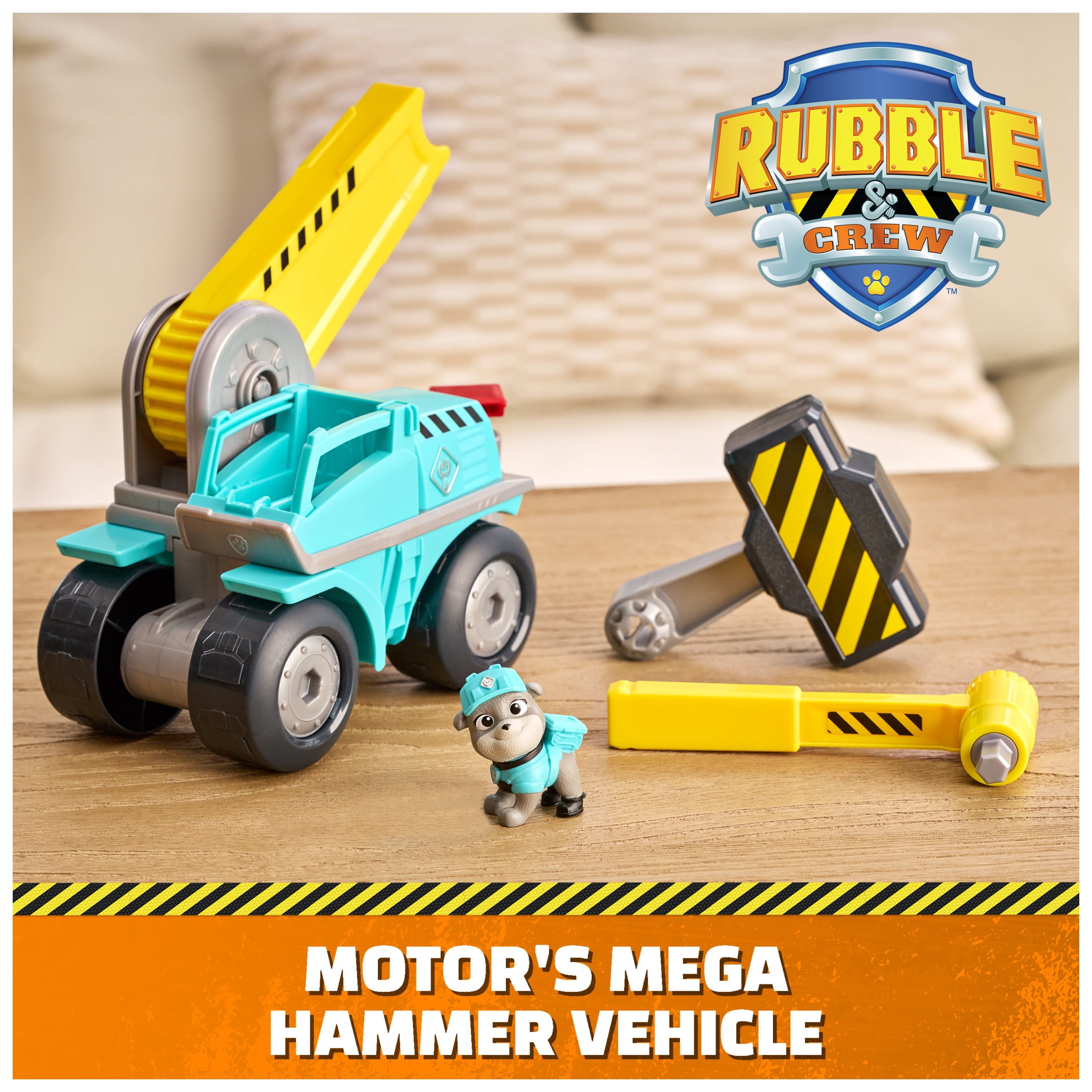 PAW Patrol, Rubble & Crew Motor Mega Hammer Vehicle and Figure, for Ages 3 and up