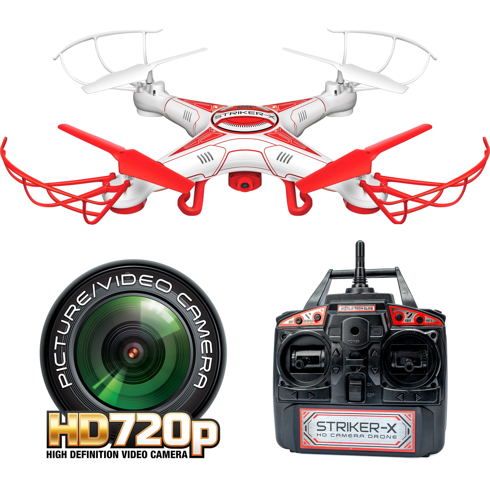 World Tech Toys Striker-X HD Camera Drone 2.4GHz 4.5CH HD Picture/Video Camera RC Quadcopter