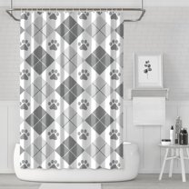 Pawprints Argyle Shower Curtain 72"x72" ,Bathroom Decorative Shower Curtains Set with 12 Hooks,Modern Waterproof Washable Shower Curtain