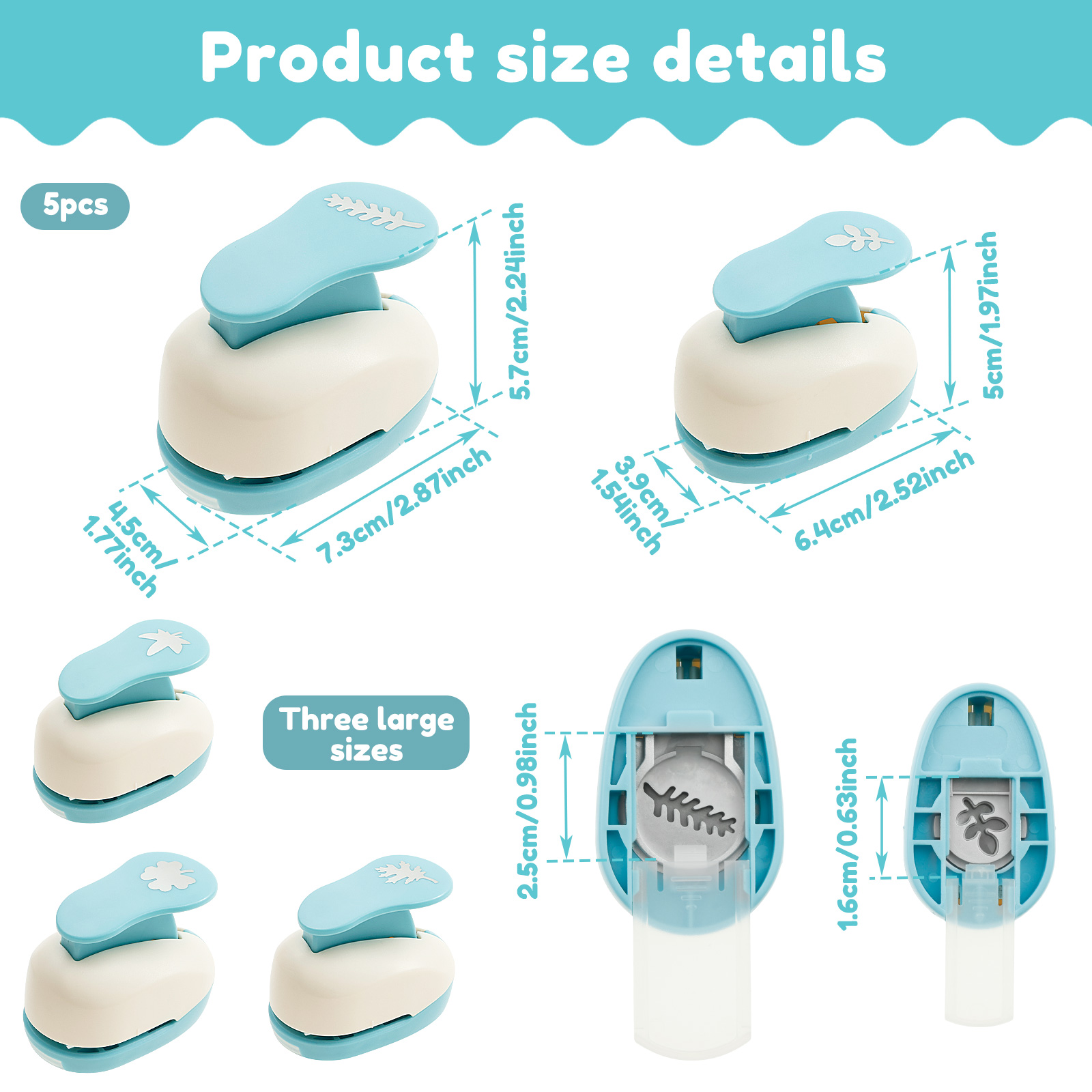 Threns 5 Pcs Paper Punch ABS and Zinc Alloy Craft Hole Punch Portable Paper Hole Puncher for DIY Scrapbooking Photo Album Card Making