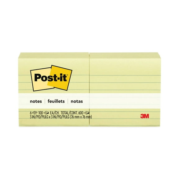 1PC Post-it Notes Original Pads in Canary Yellow, Note Ruled, 3\" x 3\