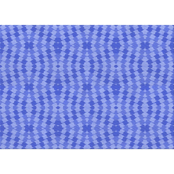 Ahgly Company Indoor Rectangle Patterned Blue Ribbon Blue Area Rugs, 2' x 5'