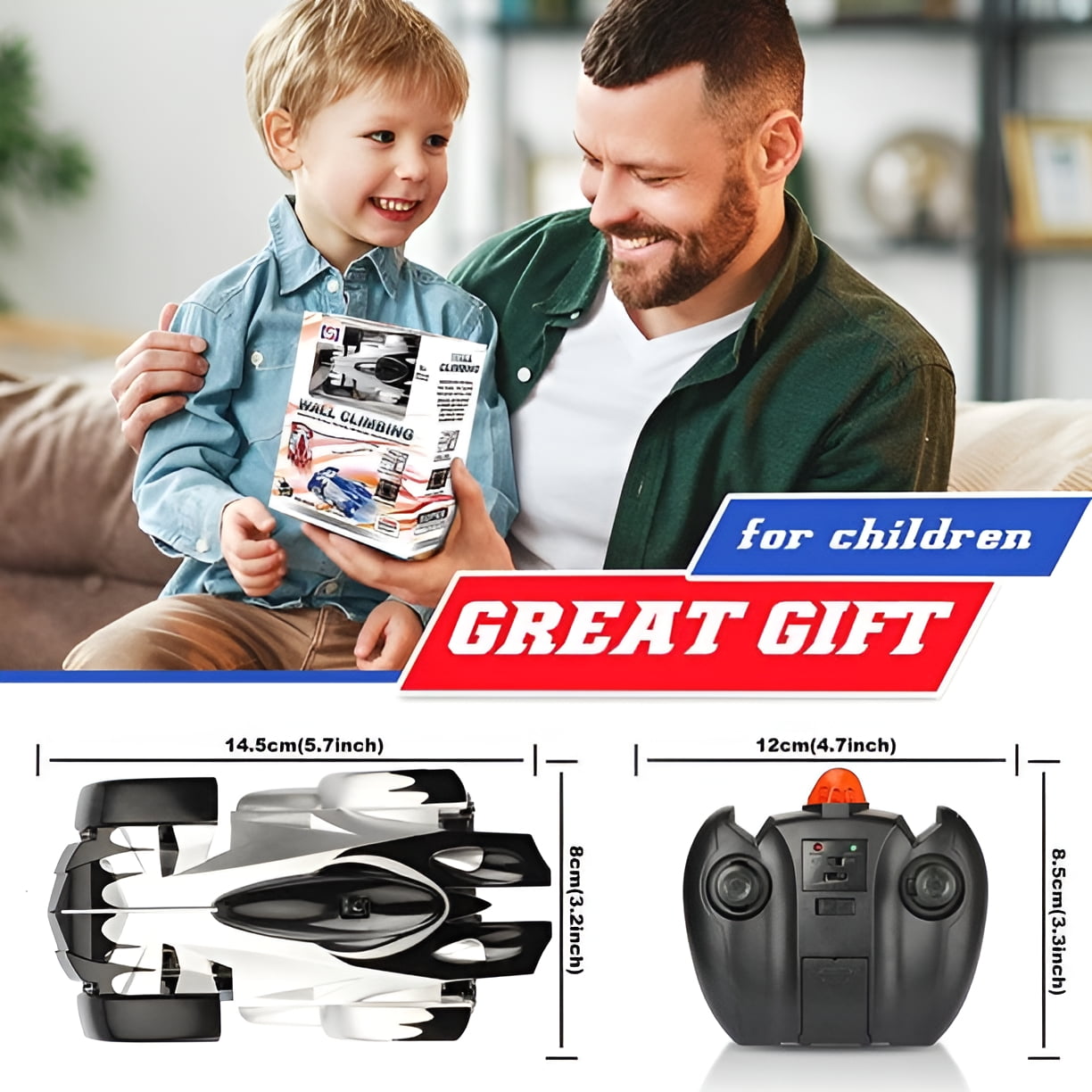 Allaugh Wall Climbing Ceiling Crawler RC Stunt Car 360 Rotating Dual Mode Xmas Toys for Boys 3 12 Y White Walmart
