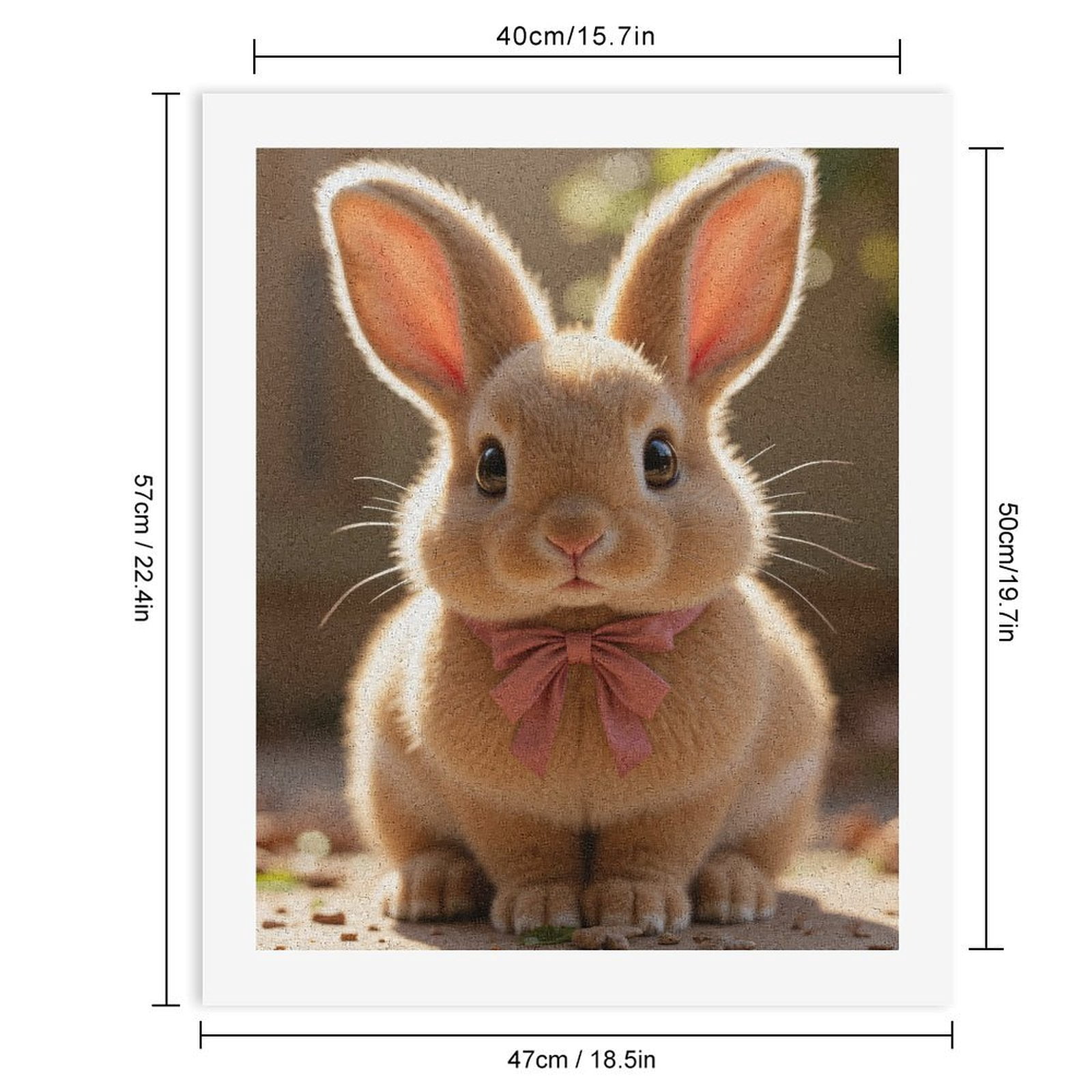 Paint By Numbers Kit for Adults Beginner - DIY Adorable Bunny With Pink Bow Canvas Painting Kits for Adults, Frameless Paint By Number for Adults for Home Wall Decor 16x20 Inch