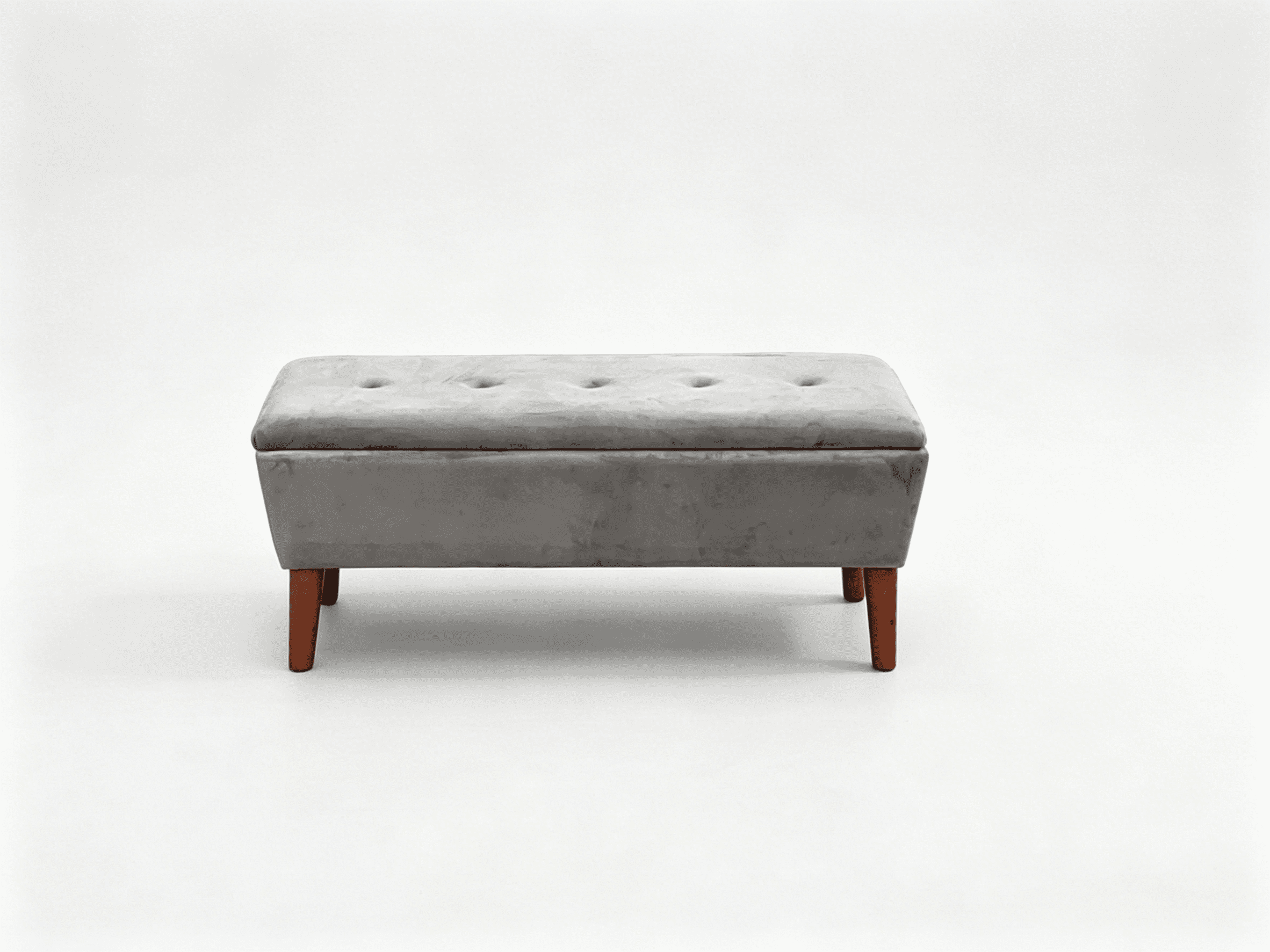 42" Rectangular Linen Upholstered Ottoman Bench, Solid Wood Tapered Legs Multi-Use Entryway Shoe Bench End of Bed Footrest Stool for Living Room Bedroom Small Spaces