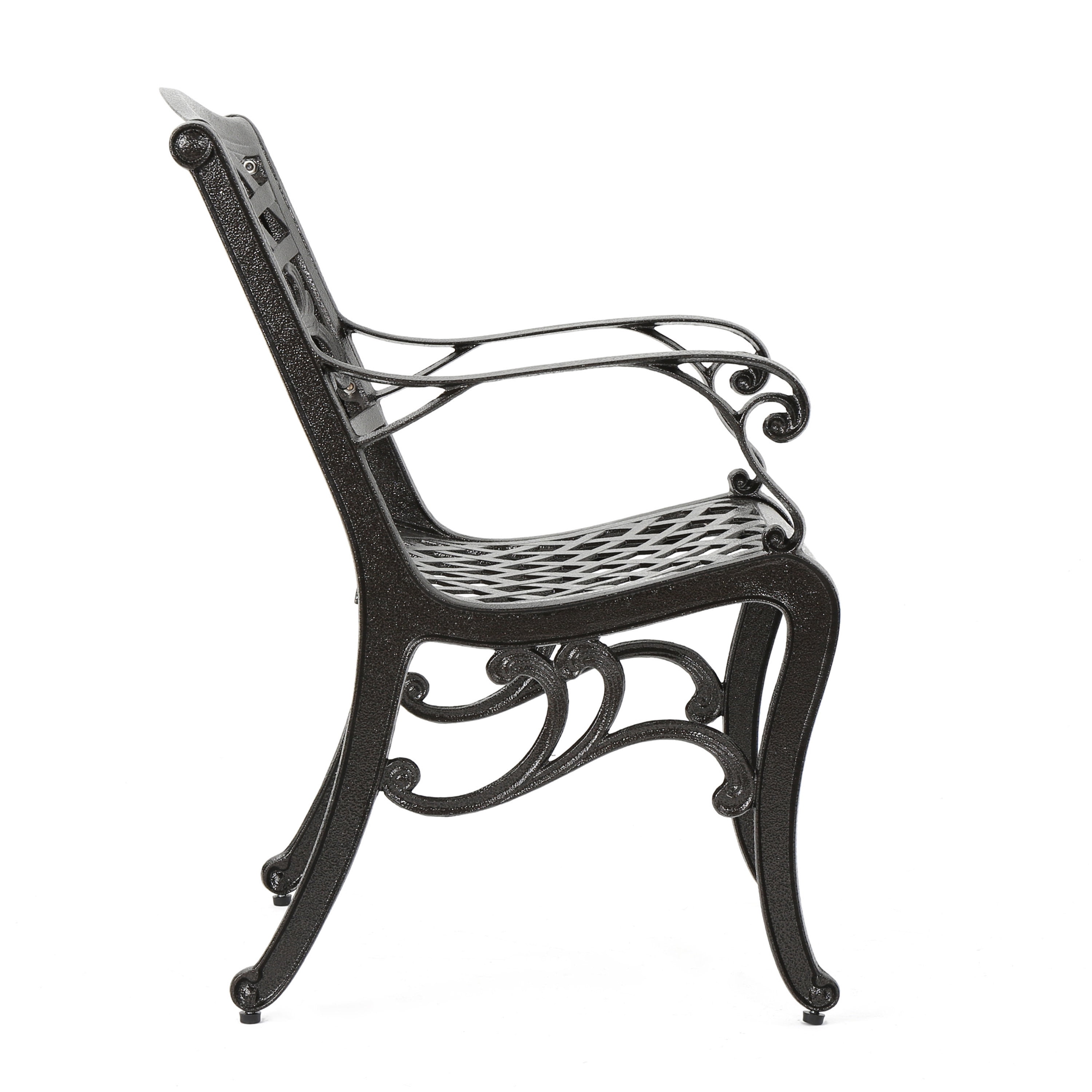 Outdoor Cast Aluminum Dining Chair Set of 2, Stable Household Seats for Patio Garden, Bronze