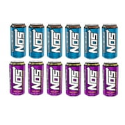 NOS Energy Drink Variety Pack Regular and Grape 16oz Pack of 12