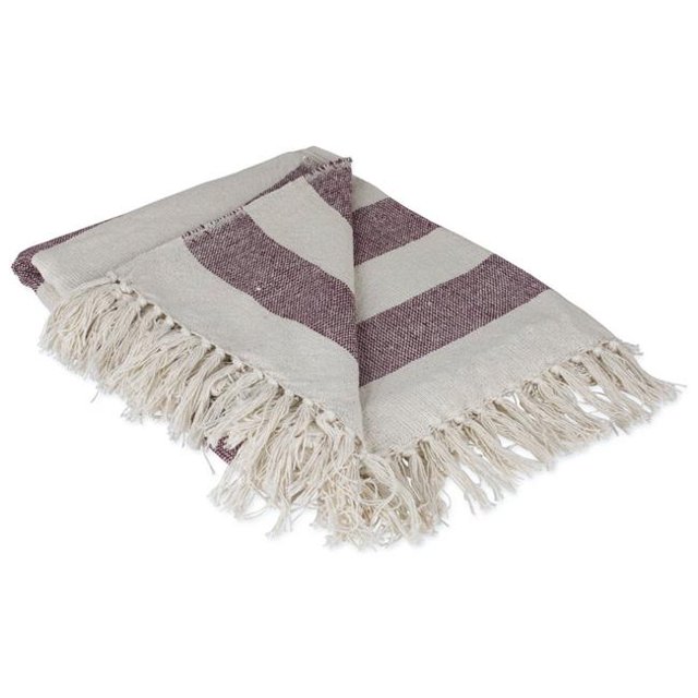 Design Imports CAMZ10178 Jeté à Rayures Cabana - Mûre & Blanc Cassé