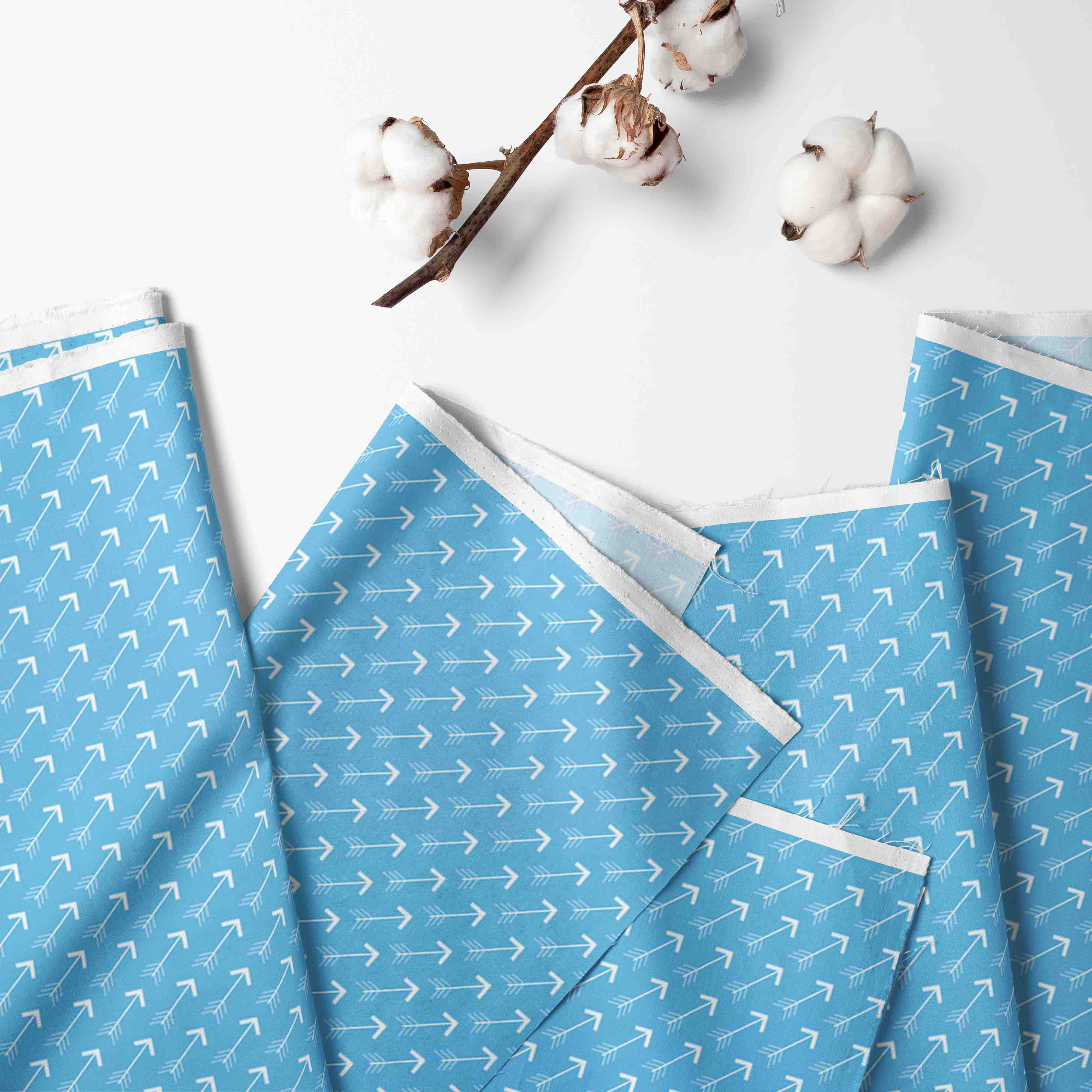 Crib or Toddler Bed Skirt or Dust Ruffle 100% Cotton Percale, Aqua Arrows
