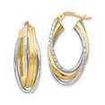 thumbnail image 1 of 14k Two-tone Polished D/C Hoop Earrings (27x15), 1 of 5