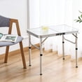 thumbnail image 2 of Mesa de campamento plegable pequeña, 24 pulgadas de largo x 16 pulgadas de ancho con patas de altura ajustable, mesa de comedor de aluminio portátil liviana para interiores y exteriores para picnic, c, 2 of 5