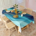 thumbnail image 3 of Blue and Gold Marble Shimmer Streaks Pattern Rectangle Tablecloth 60"x102",Waterproof Polyester Rectangle Table Cloth, Wipeable Spillproof Polyester Tablecloth for Dining, Camping, Indoor and Outdoor, 3 of 6