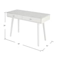 thumbnail image 6 of Pemberly Row 44" Rectangular Italian White Marble Writing Desk w/ White Legs, 6 of 9