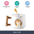 thumbnail image 5 of Taza de café de cerámica, taza con patrón de animal Shiba Inu 3D, mango de diseño de madera interesante y cuchara a juego, muy adecuada para regalos, 420 ml., 5 of 5