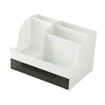 thumbnail image 2 of Desktop Makeup Storage Box Tabletop Organizer Pen Holder with Drawer Container Storage Case Display White, 2 of 7