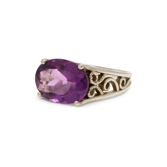 Natural Amethyst 925 Sterling Silver Ring For Women, Boho Hippie Jewelry, Birthstone Gift _9.5