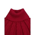 thumbnail image 4 of Qiylii Girls Solid Color Sweater, Turtleneck Batwing Sleeves Cloak Top, 4 of 8