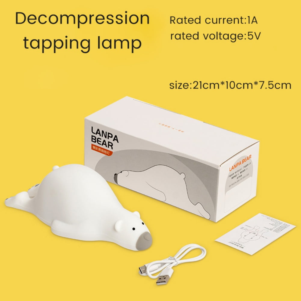 Night Light for Kids, Silicone Sensor Pat Light, Bear Lamp Cute Lamp, Silicone Dimmable Nursery Nightlight, Bedroom Home Decoration Bedside Lamp for Breastfeeding