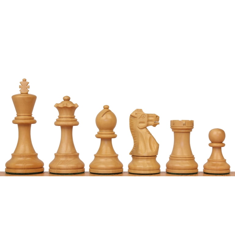 RoyalChessMall Professional Staunton Chess Pieces Set - Hand Carved, Gloss Boxwood, 34 Pieces