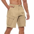 thumbnail image 3 of Domzle Mens Cargo Shorts Casual Drawstring Elastic Waist Stretch Shorts with Pockets Button Closure for Summer Work Outdoor Khaki 2XL, 3 of 10
