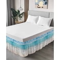 thumbnail image 4 of Summer Beach Bed Skirt Cal King Size, Blue Coastal Ocean Seaside Nautical Wrap Around Bed Skirting with Adjustable Elastic Strap, Dust Ruffled Pleated Bedskirts 18 Inch Drop for Bedroom Cal King Beds, 4 of 9