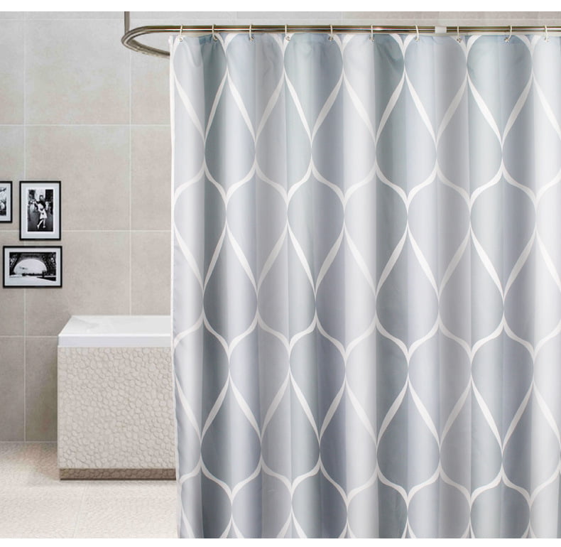 WATERPROOF TEXTILE POLYESTER LUXURY SHOWER CURTAIN WITH 12 HOOKS 