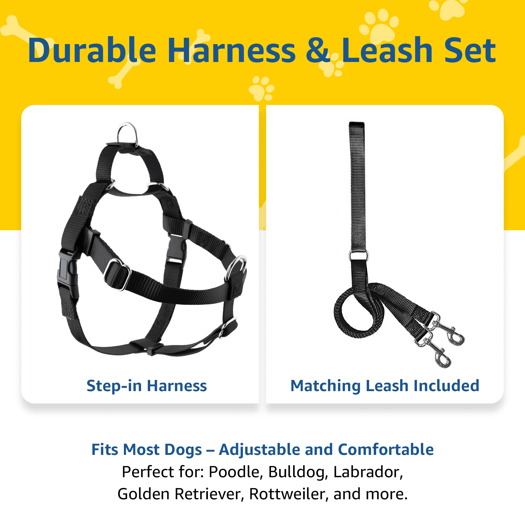 No-Pull Dog Harness and Leash Set, Front Clip Adjustable Vest with Handle for Control, Easy Walking Training(XL,Black)