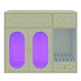 thumbnail image 3 of Oufan 37.4" Cat Litter Box Enclosure with LED Light, Wooden Hidden Cat Washroom Furniture with 2 Acrylic Doors & 2 Storage Drawers, Cat House Nightstandfor Living Room, Green, 3 of 10