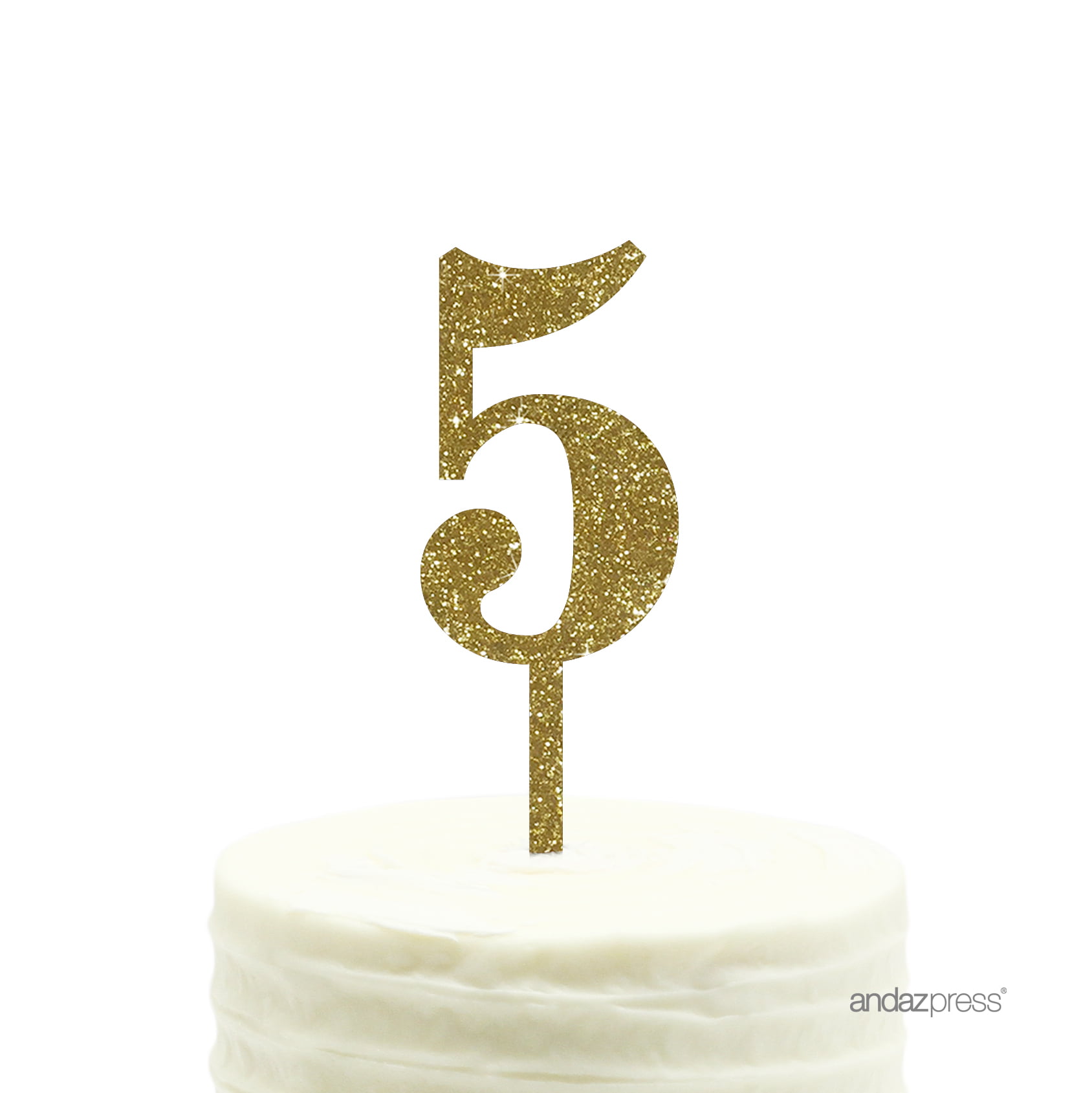 Gold Cake Topper Acrylic Happy Birthday Cake Decoration Supplies (5 Pieces)