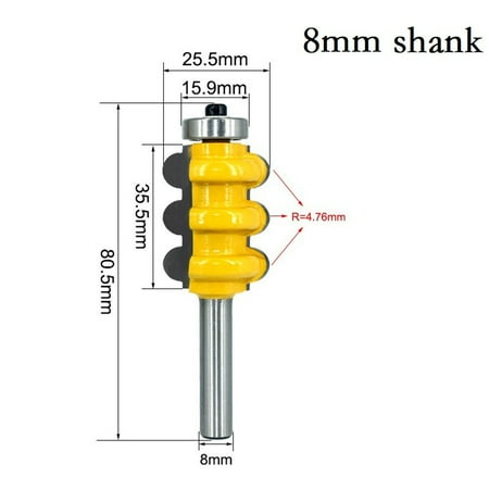 

BCLONG 1/2In Shank 12Mm 8Mm Triple Bead Column Molding Router Bit Tenon Milling Cutter