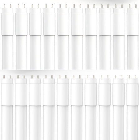 JESLED 20Pack T8 LED Bulbs 4FT Fluorescent Replacement,Type A+B,14W 2450LM 5000K Daylight White, Plug & Play or Ballast Bypass, Frosted Cover