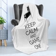 thumbnail image 4 of Keep Calm Soft Flannel Fleece Throw Blanket, Pinball Machine Arcade Room Concept Keep Calm and Game on Fun Entertainment, Cozy Plush for Indoor and Outdoor Use, 60" x 80", Black White, by Ambesonne, 4 of 5