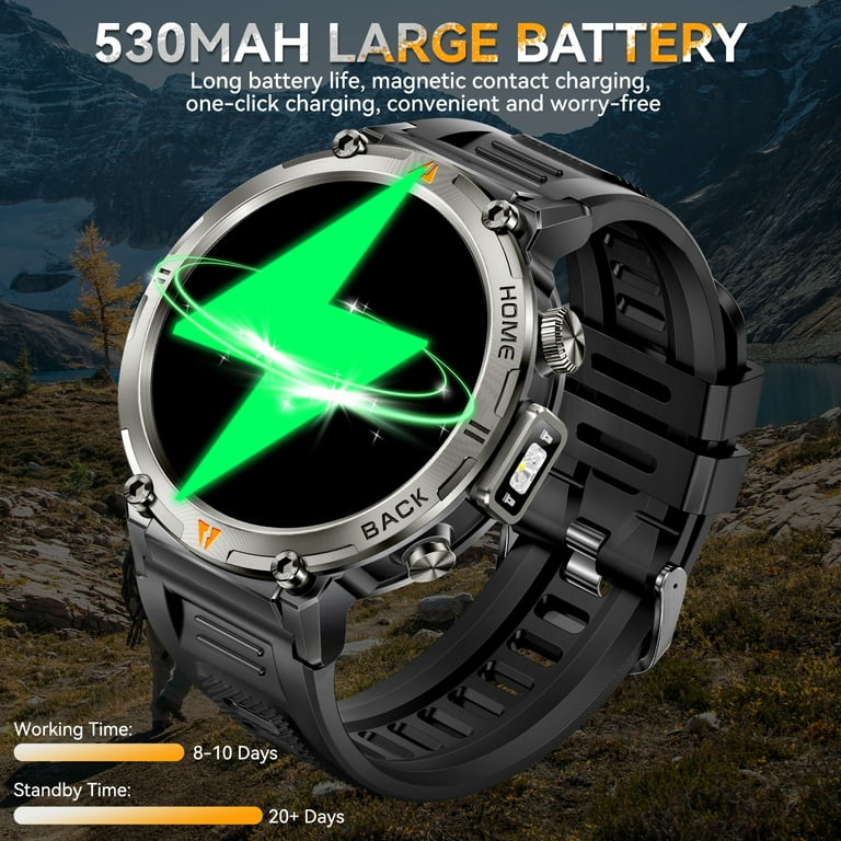 EIGIIS KE3Pro Smart Watch with Flashlight for Men, 3ATM Waterproof