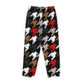thumbnail image 5 of Disketp Houndstooth Green Red Print Women'S Comfy Pajama Pants Casual Drawstring Palazzo Lounge Wide Leg Pants, 5 of 9