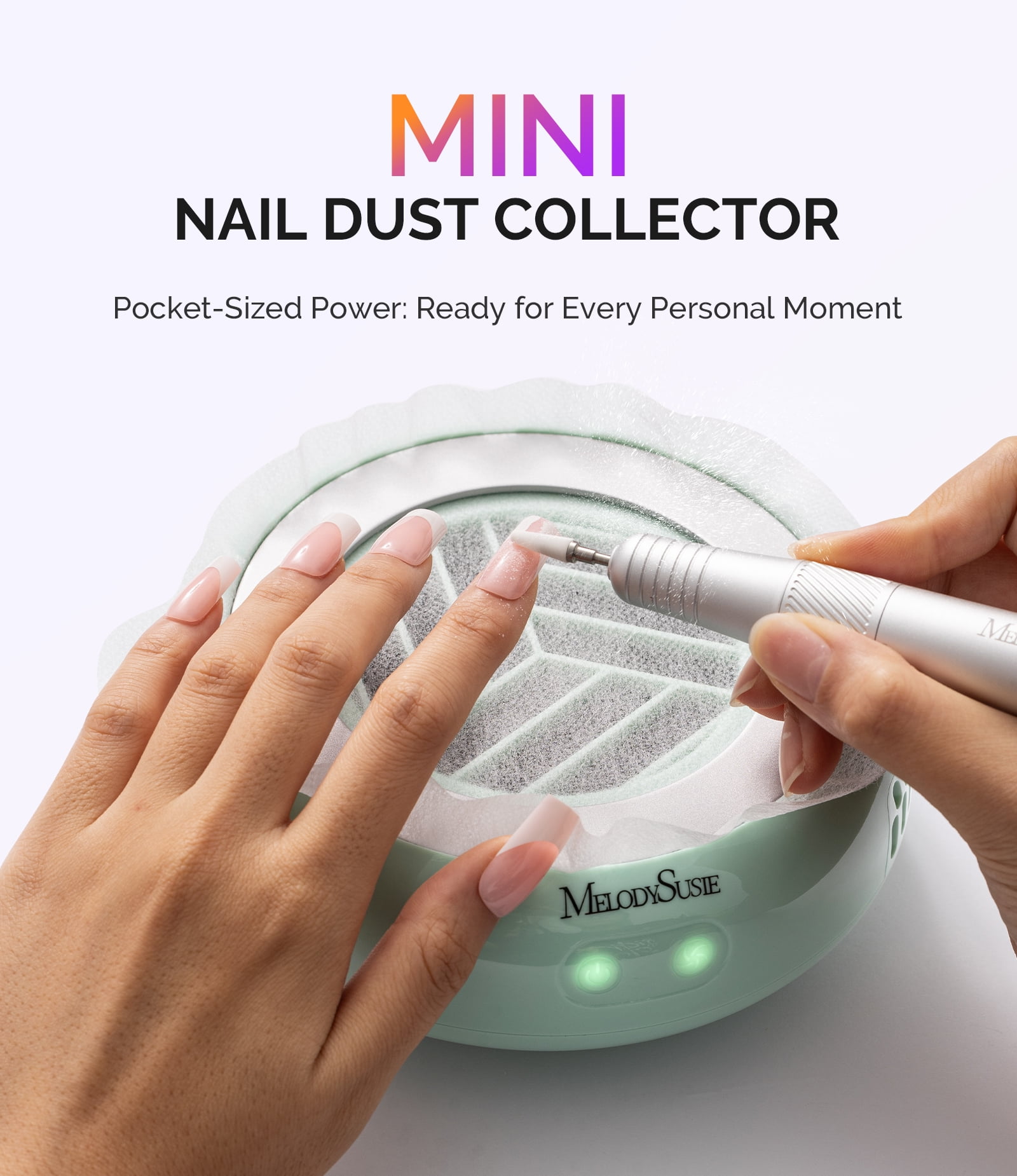 MelodySusie Mini Nail Dust Collector,HProA 6000RPM Portable Suction Vacuum Fan with 30 Pcs Filter Papers,Pink
