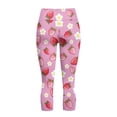 thumbnail image 5 of SCRAWLGOD Strawberry Floral Pink Soft Capri Leggings for Women High Waisted Breathable Capri Leggings with Pockets Tummy Control Yoga Pants for Athletic Running, 3XL, 5 of 7