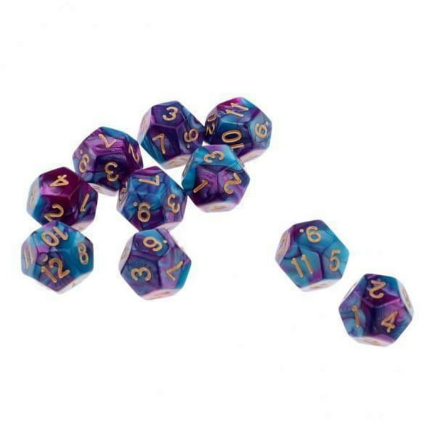 6 dados de de varios lados D12 para juego de mesa TRPG + azul 6 piezas