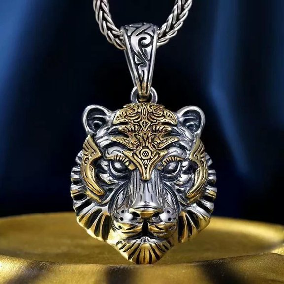 HOOUN Men's Tiger Pendant Necklace & Chain HIGH QUALITY Jewelry Wholesale Gift