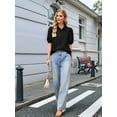 thumbnail image 5 of Women'S Button Down Shirts Short Puff Sleeve Collared Dressy Casual Blouse Tops Black XL, 5 of 8