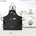 thumbnail image 5 of ONEKISS Apron for Men Women Canvas Aprons with 3 Pockets Cross Back Resistant Work Apron for Cooking, 5 of 6