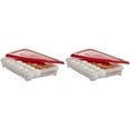 thumbnail image 1 of Buddeez Egg Keeper Storage Container Tray Holds 24 Jumbo Eggs Plastic Clear Red, 2-Pack, 1 of 7