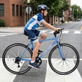 thumbnail image 4 of Costway 6-Speed Cycling Bike with All-terrain Rubber Wheels Dual Brakes Adjustable Saddle Blue, 4 of 9