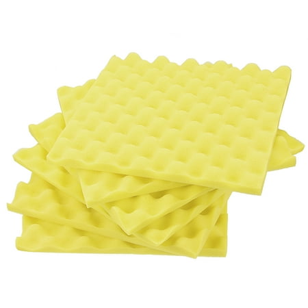 6Pcs Acoustic Foam Panel Noise Absorbing Soundproof Sponge, Egg Groove, 25x25x2cm, for Recording Studio Ktv, Yellow