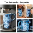 thumbnail image 4 of Topadorn 17oz Blue Floral Ceramic Travel Mug with Lid & Handle, Watercolor Flower Coffee Cup with Gift Box, Microwave & Dishwasher Safe, 4 of 10