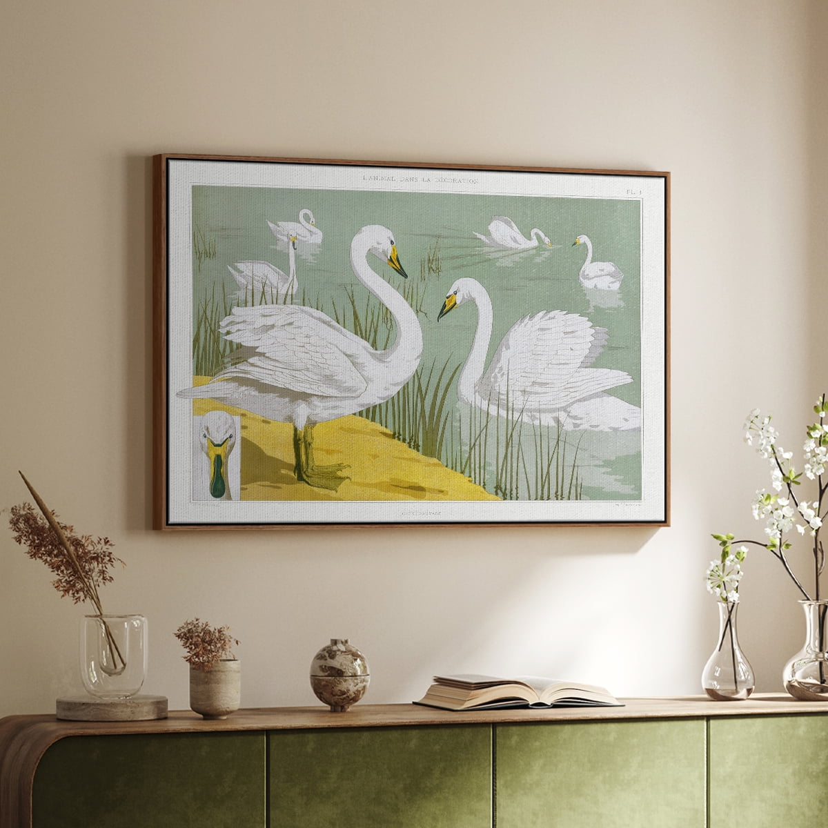 Vintage Landscape-CXX By Wexford Home Framed in Walnut Wood Gallery Wrapped Canvas 17 in. x 25 in.