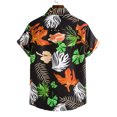thumbnail image 4 of Ecqkame Men's Hawaiian Tops Short Sleeves Printed Button Loose Shirts Summer Casual Lightweight Beach Shirts Black M, 4 of 8